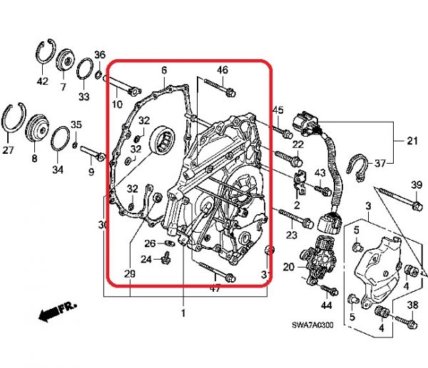 Кришка коробки АКПП Honda 21240-RCV-010