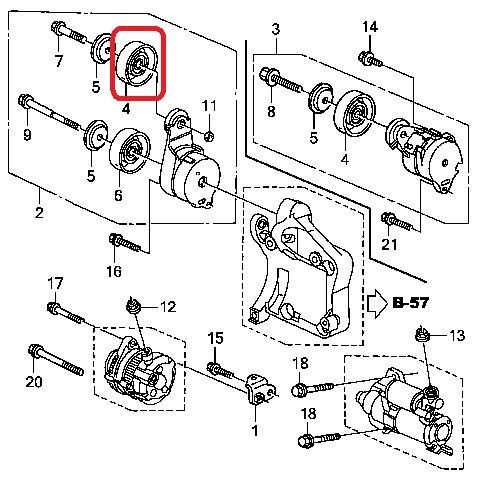 Ролик натягувача приводного ременя Honda 31180-RCA-A01