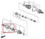 Шрус внутренний левый Honda 44310-SMT-G00 Шрус внутренний левый Honda 44310-SMT-G00