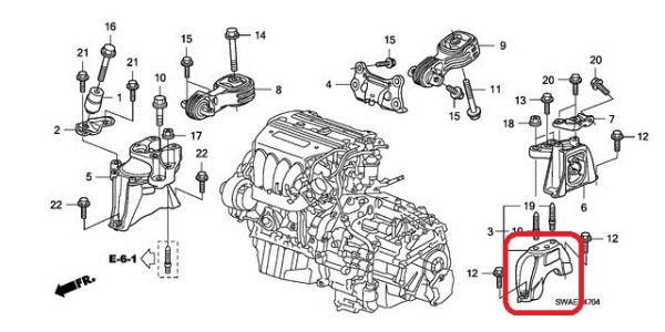 Кронштейн кріплення основи (КПП) Honda 50655-SWA-A80