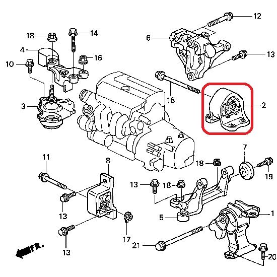 Подушка двигуна задня (АКПП) Honda 50810-S7D-003