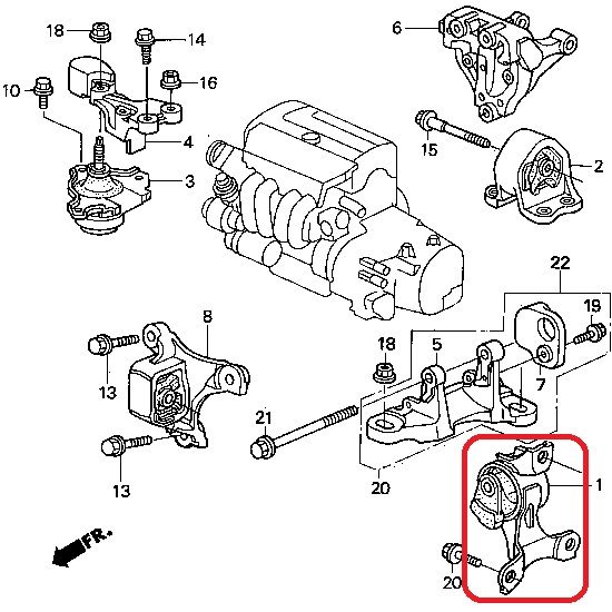 Подушка двигателя задняя (МКПП) Honda 50810-S9A-013