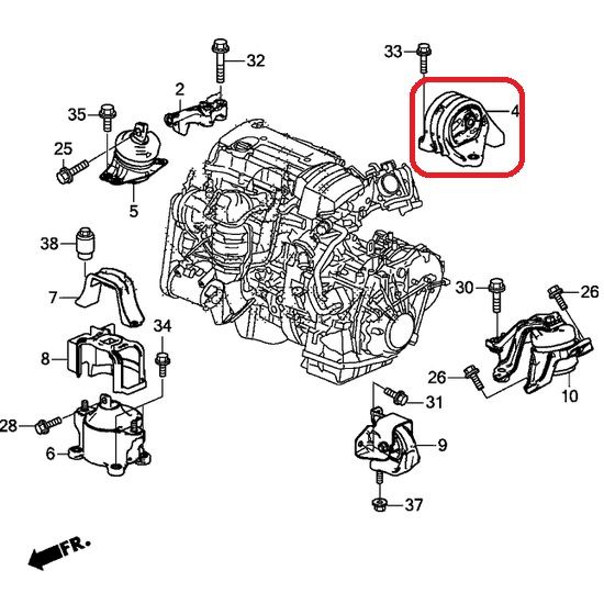 Подушка двигателя задняя Honda 50810-T2F-A01