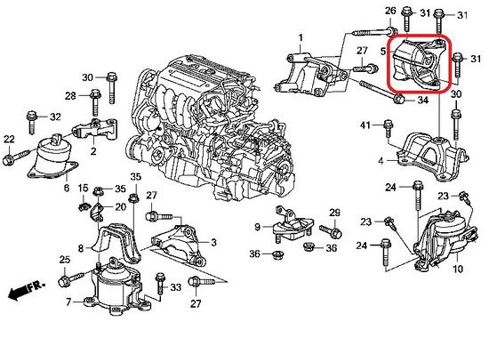 Подушка двигателя задняя Honda 50810-TA0-A02