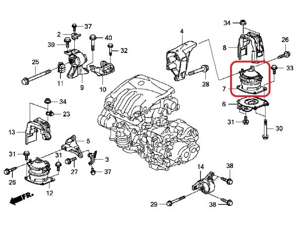 Подушка двигуна задня Honda 50810-STX-A02