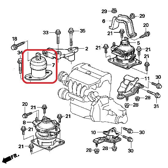 Подушка двигателя правая Honda 50820-SDA-A01