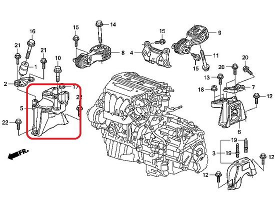 Подушка двигуна права Honda 50820-SWA-A01