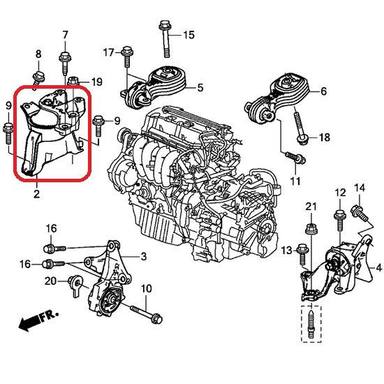 Подушка двигуна права Honda 50820-T0A-A01