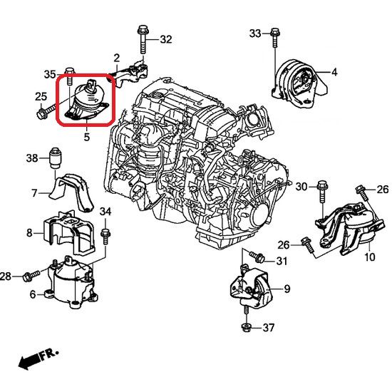 Подушка двигателя правая Honda 50820-T2F-A01