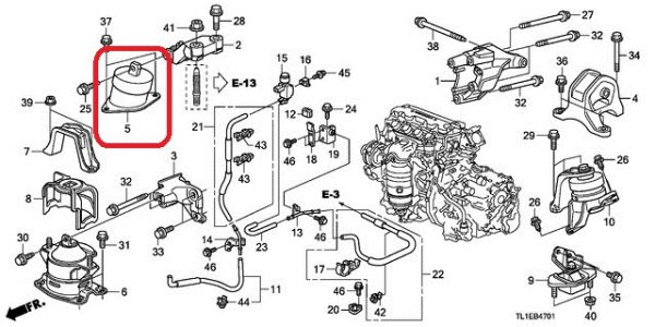 Подушка двигуна права Honda 50820-TA0-A01