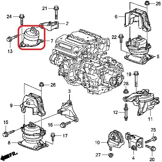 Подушка двигуна права Honda 50820-TA1-A01