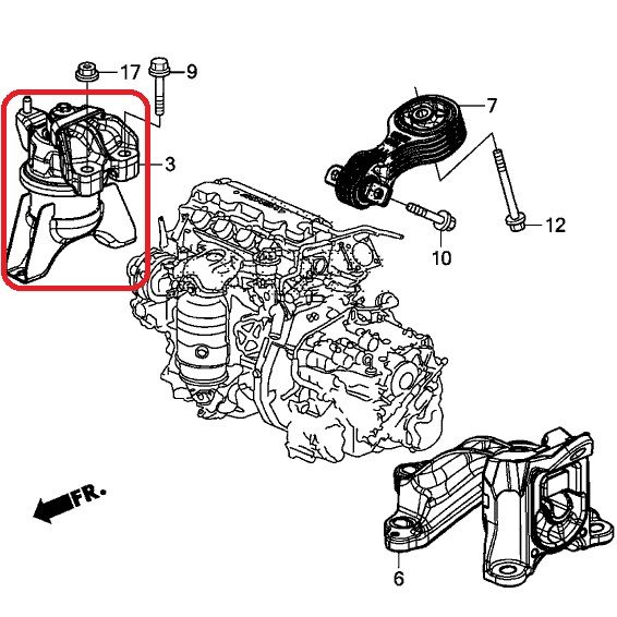 Подушка двигателя правая (АКПП) Honda 50820-TR0-A81