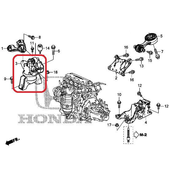 Подушка двигателя правая (МКПП) Honda 50820-TV1-E02