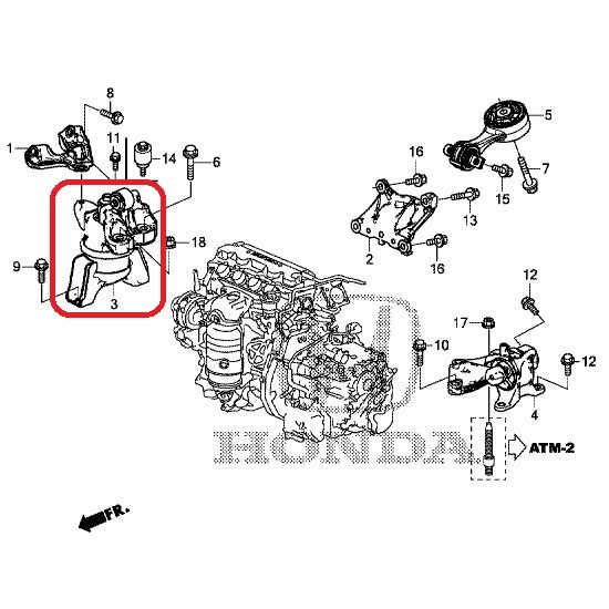 Подушка двигуна права (АКПП) Honda 50820-TV1-E82