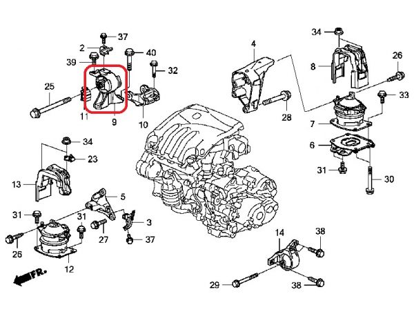 Подушка двигуна права Honda 50820-STX-A02