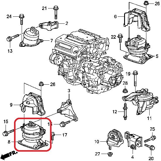 Подушка двигуна передня Honda 50830-TA1-A01