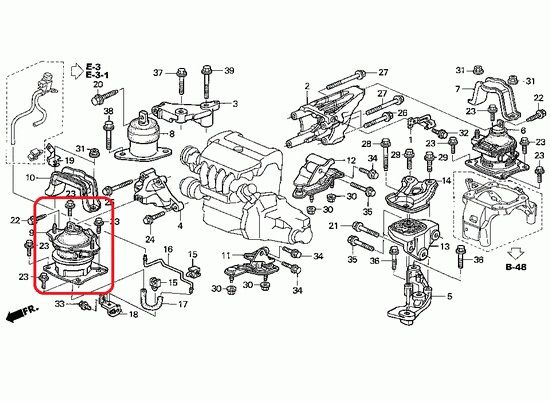 Подушка двигуна передня Honda 50830-SDA-E01