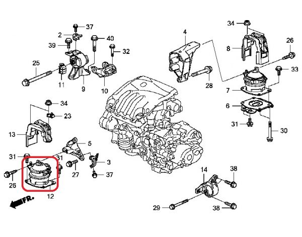 Подушка двигуна передня Honda 50830-STX-A02
