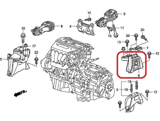 Подушка двигателя левая (КПП) Honda 50850-SWA-A81