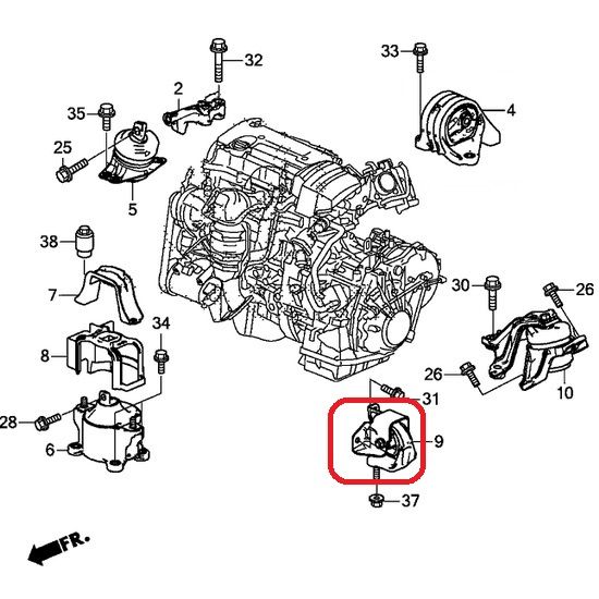 Подушка двигателя (CVT) Honda 50850-T2F-A21