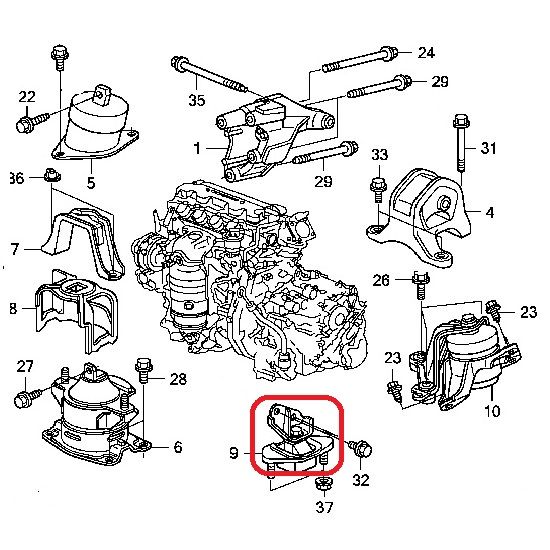 Подушка двигателя (КПП) нижняя Honda 50850-TA2-H03