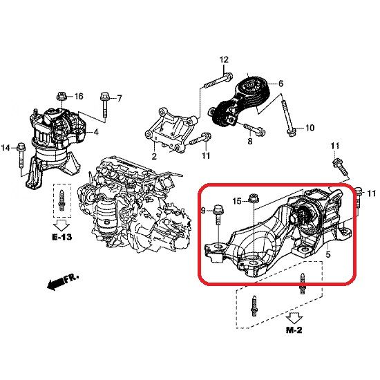 Подушка двигуна передня ліва (МКПП) Honda 50850-TR0-A01