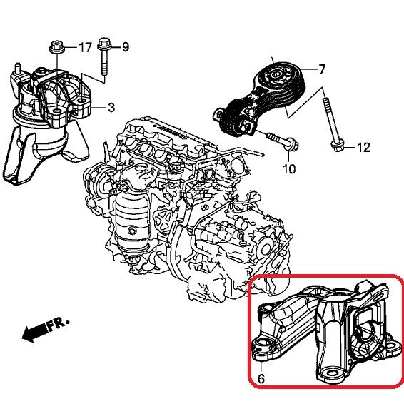 Подушка двигуна передня ліва (АКПП) Honda 50850-TR6-A81