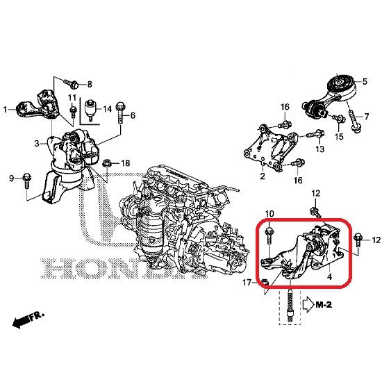 Подушка двигуна передня ліва (МКПП) Honda 50850-TV1-E01