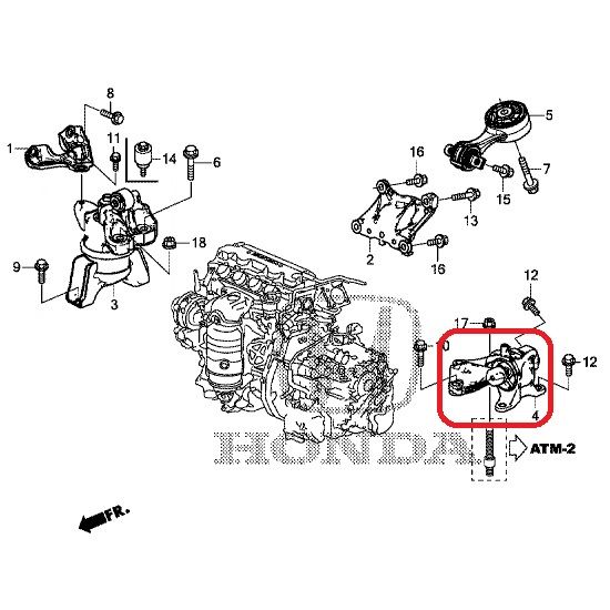 Подушка двигателя передняя левая (АКПП) Honda 50850-TV1-E81