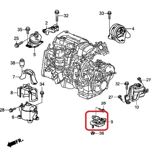 Подушка двигателя (АКПП) Honda 50850-T2A-A02