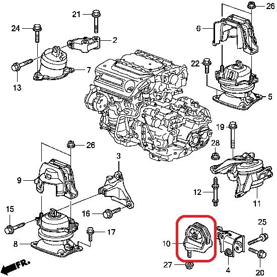 Подушка двигуна (КПП) нижня Honda 50851-TA1-A01