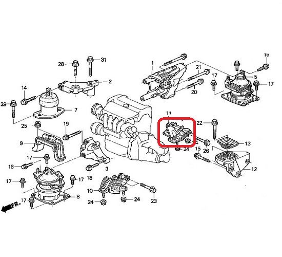 Подушка двигателя (МКПП) задняя нижняя Honda 50860-SDA-A12