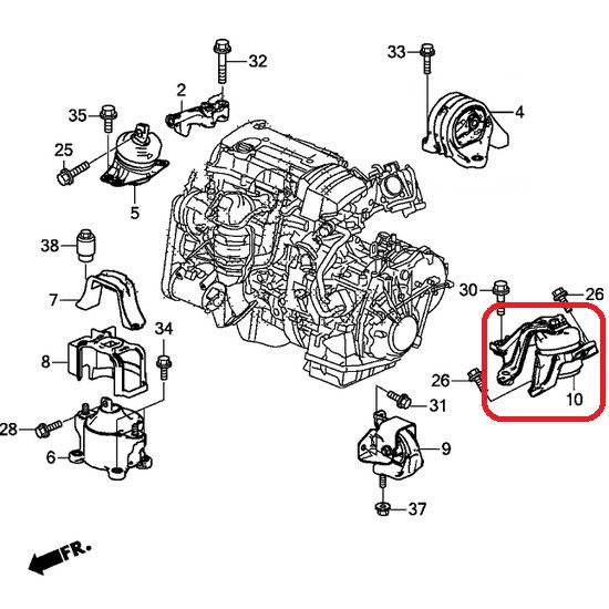 Подушка двигуна (CVT) верхня Honda 50870-T2F-A02