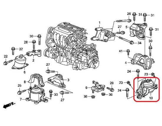 Подушка двигателя (КПП) верхняя Honda 50870-TA0-A03