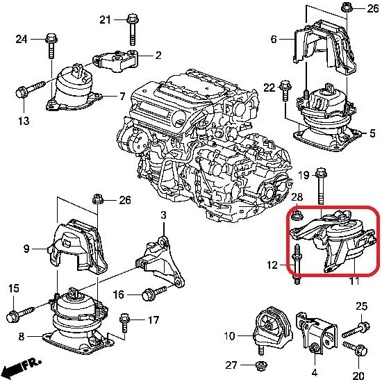 Подушка двигателя (КПП) верхняя Honda 50870-TA1-A01