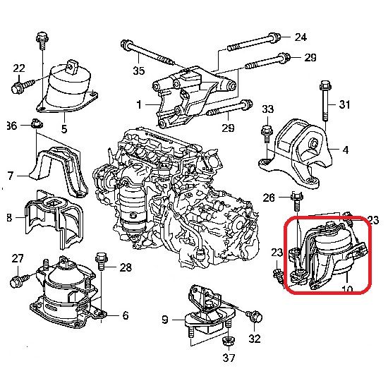 Подушка двигателя (КПП) верхняя Honda 50870-TL1-E02