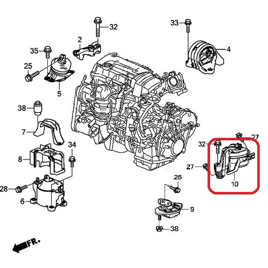 Подушка двигателя (АКПП) верхняя Honda 50870-T2A-A02