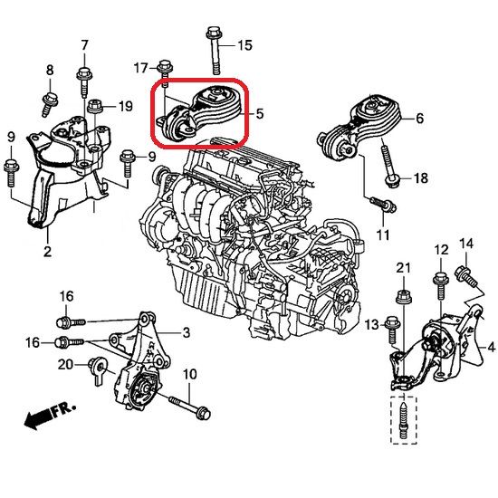 Подушка двигателя верхняя правая Honda 50880-T0A-A81