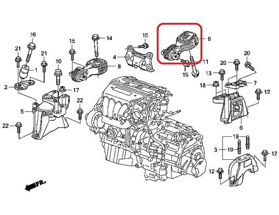 Подушка двигуна задня Honda 50890-SWA-A81