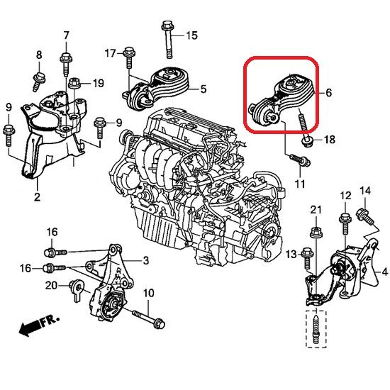 Подушка двигателя задняя Honda 50890-T0A-A81