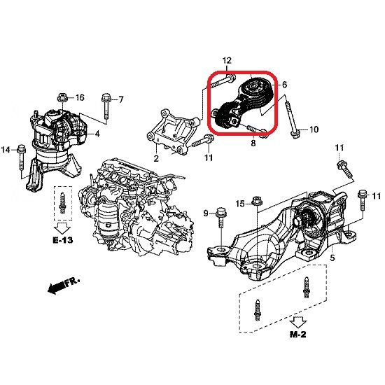 Подушка двигателя задняя (МКПП) Honda 50890-TR0-A02