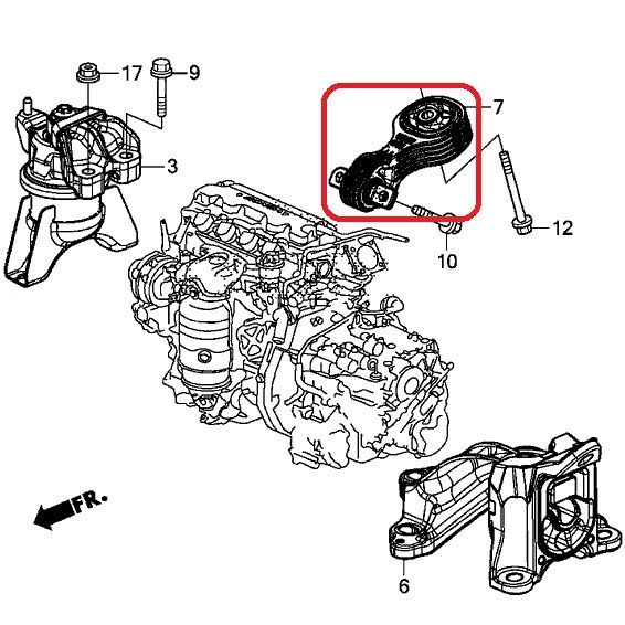 Подушка двигателя задняя (АКПП) Honda 50890-TR0-A81