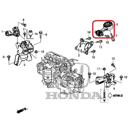 Подушка двигателя задняя (АКПП) Honda 50890-TV1-E81