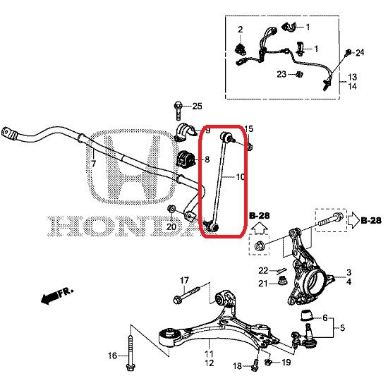 Стійка стабілізатора переднього Honda 51320-TV0-E01
