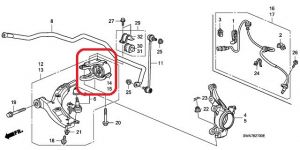 Сайлентблок переднего нижнего рычага левый Honda 51396-SWA-E80 Сайлентблок переднего нижнего рычага левый Honda 51396-SWA-E80