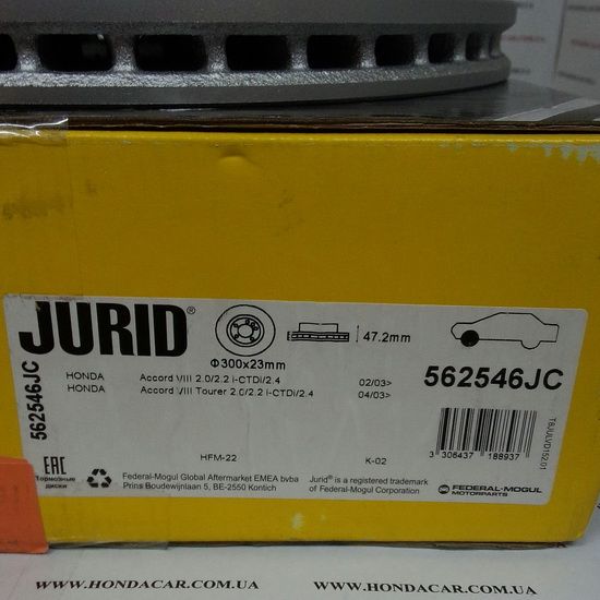 Тормозной диск передний Jurid 562546JC