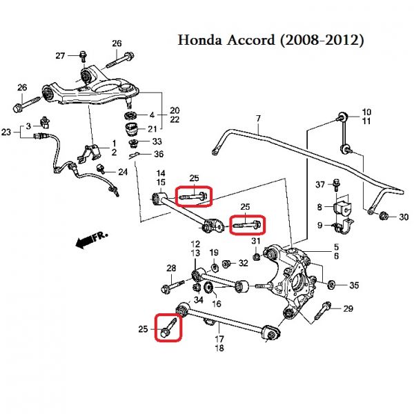 Болт кріплення у важіль Honda 90118-SNA-000