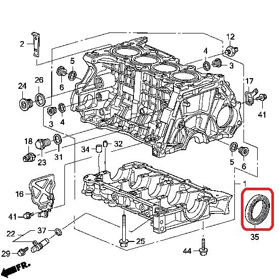 Сальник коленвала задний Honda 91214-PWA-Y01