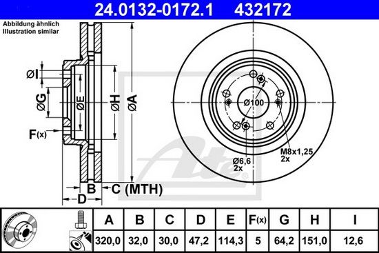 Тормозной диск передний Ate 24.0132-0172.1